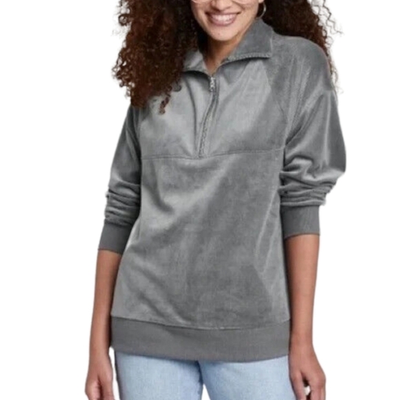 Women's Quarter Zip Velour Tunic Sweatshirt | Wild Fable | Medium - Picture 9 of 9